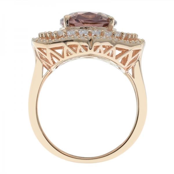 925 серебряное блеск розовое золото покрытое морганитом нано кольцо 