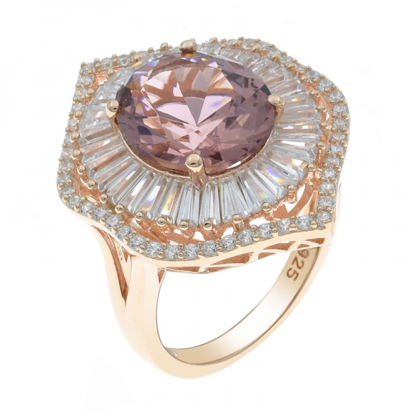 925 серебряное блеск розовое золото покрытое морганитом нано кольцо 