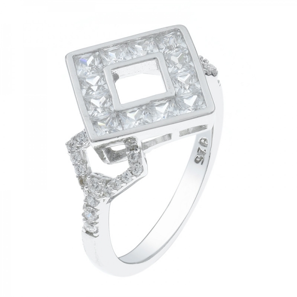 модное 925 серебряное кольцо квадратной формы 