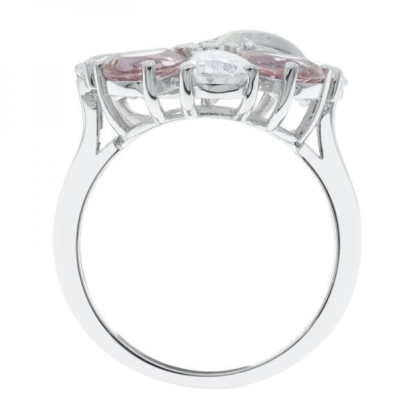 925 серебряный цветочный белый cz & morganite нано кольцо 