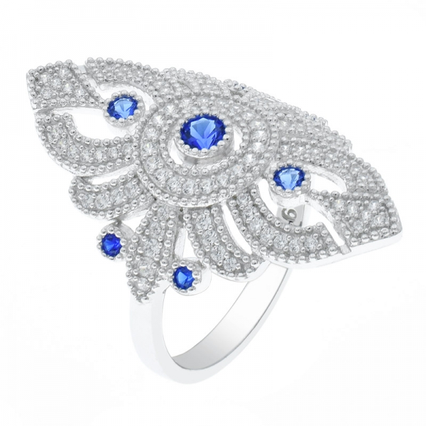 сказочный фантастический 925 серебряный синий nano & white cz ring 