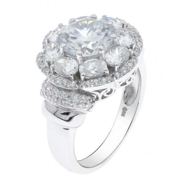очаровательные дамы 925 серебро гало цветок кольцо 