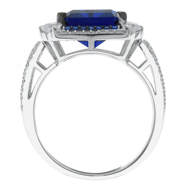 стильный мода 925 серебряный изумрудный разрез синий nano кольцо 
