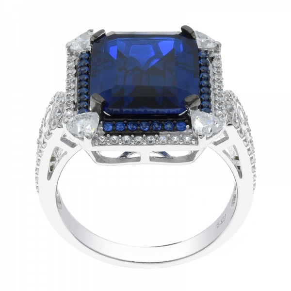 стильный мода 925 серебряный изумрудный разрез синий nano кольцо 