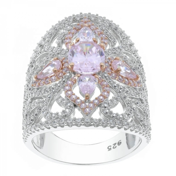 925 серебряных филигранных алмазов розовый cz кольцо 