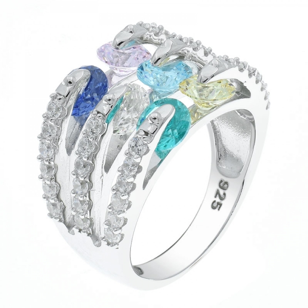 Китай 925 серебро многоцветный камни ювелирные изделия кольцо 
