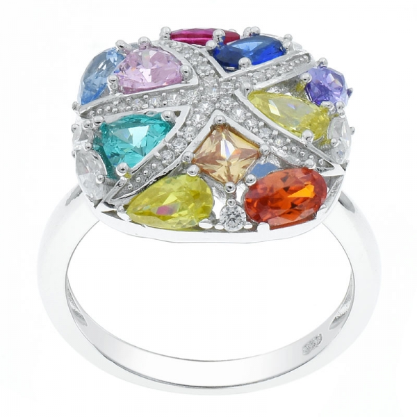 Китай 925 серебряных многоцветных камней кольцо для дам 