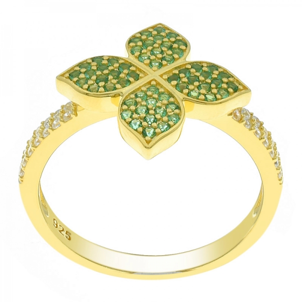 Китай 925 стерлингового серебра зеленый нано клевер кольцо 
