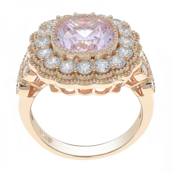 кольцо из серебра 925 пробы с бриллиантом розовый cz 