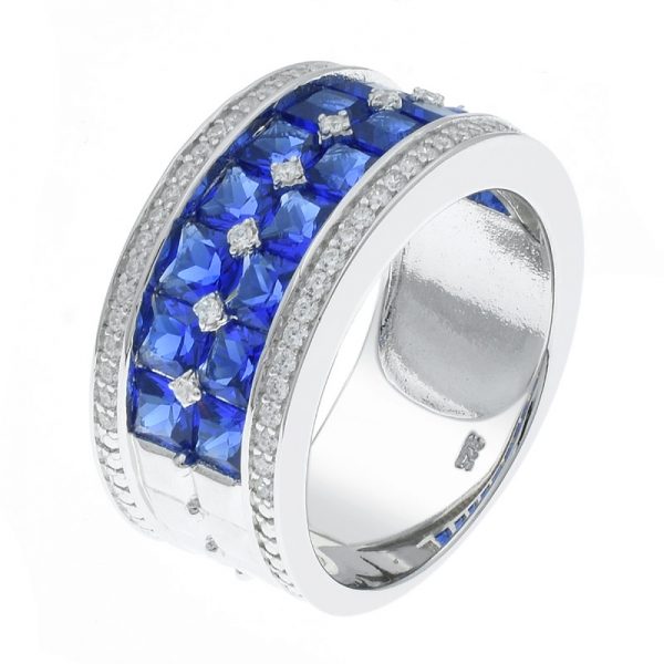 Китай 925 серебристо-синий нано акценты полукруглое кольцо 