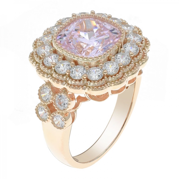 кольцо из серебра 925 пробы с бриллиантом розовый cz 