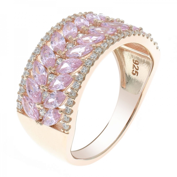 925 пробы серебро розовый cz полукруг кольцо для женщин 