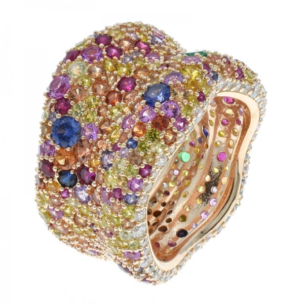 Китай стерлингового серебра 925 вечность многоцветный камни кольцо 