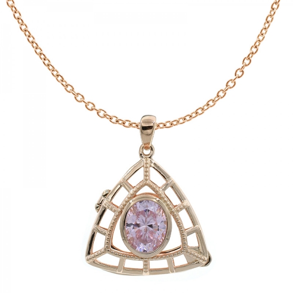Китай стерлингового серебра 925 двойной треугольник алмаз розовый кулон медальон 