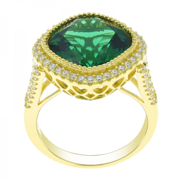 Китай 925 стерлингового серебра подушка зеленый нано кольцо с разделенным хвостовиком 