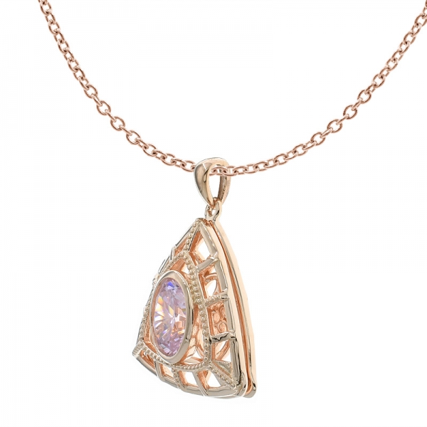 Китай стерлингового серебра 925 двойной треугольник алмаз розовый кулон медальон 