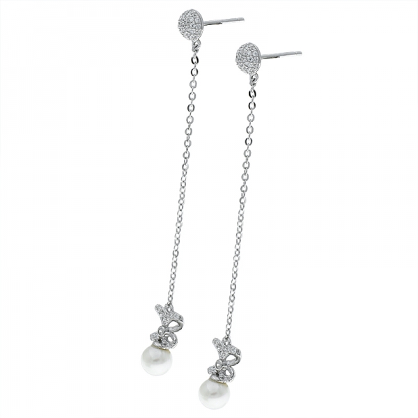 серьги ювелирных изделий перлы падения стерлингового серебра фарфора 925 