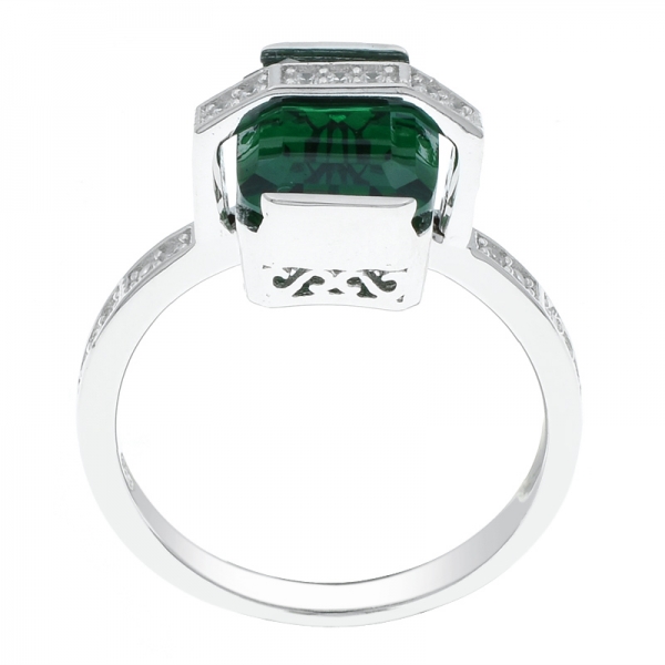 Китайское серебряное уникальное кольцо ручной работы с изумрудной огранкой зеленого нано 