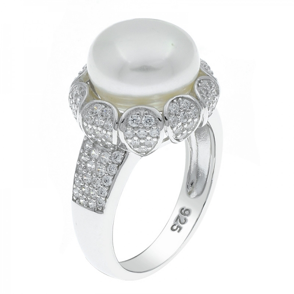 Оригинальное кольцо из серебра 925 пробы с чудесной жемчужиной 