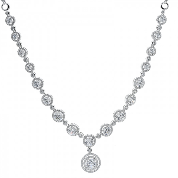 Китай стерлингового серебра 925 двойной гало белый cz ожерелье 