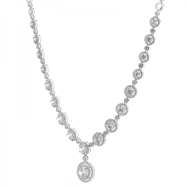 Китай стерлингового серебра 925 двойной гало белый cz ожерелье 