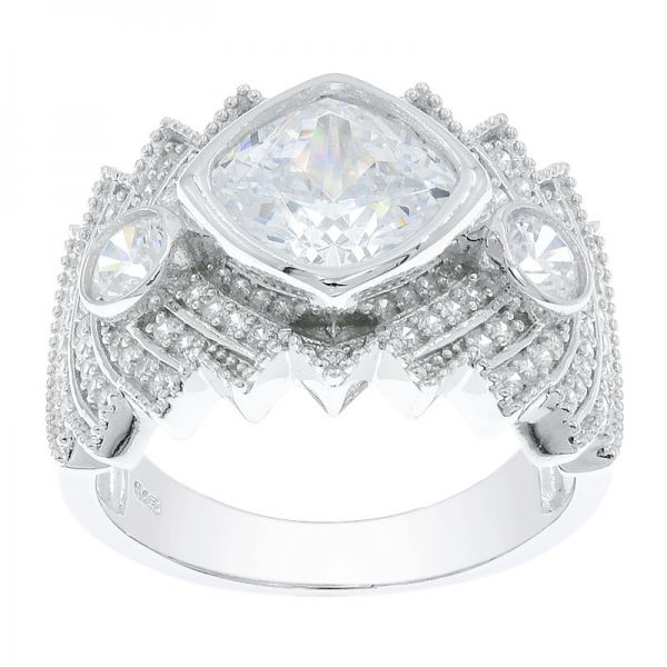 стильное модное серебряное кольцо в форме подушки 925 пробы 