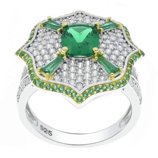 Современная мода стерлингового серебра 925 пробы зеленый нано кольцо 
