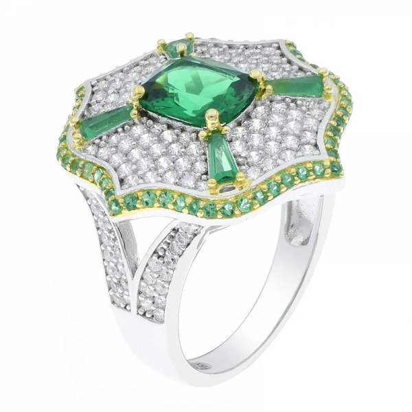 Современная мода стерлингового серебра 925 пробы зеленый нано кольцо 