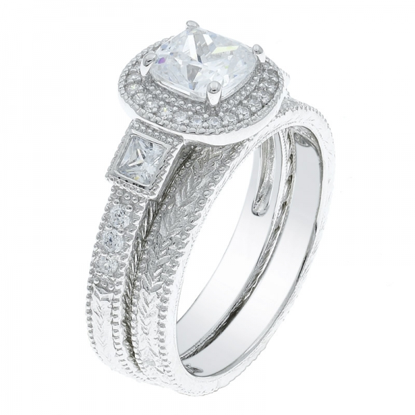 925 стерлингового серебра свадебные кольца комплект ювелирных изделий 