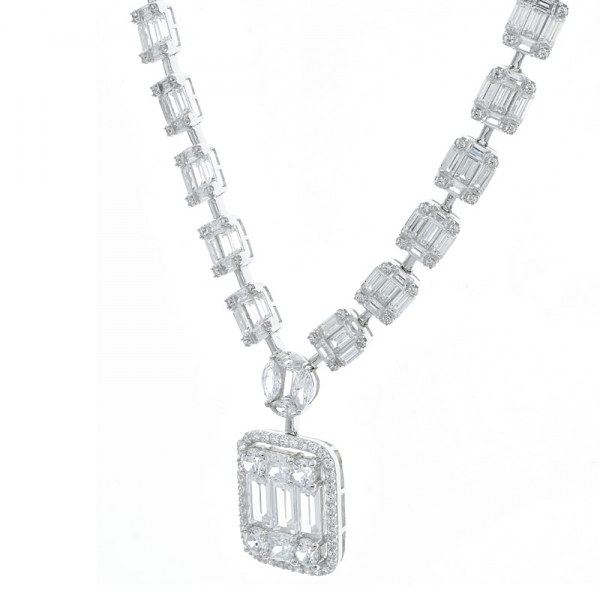 Ожерелье звена группы багета стерлингового серебра 925 для дам 