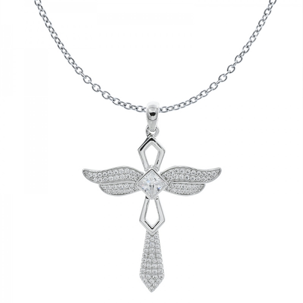 современная мода 925 серебряных крыльев крест ангел ювелирные изделия кулон 