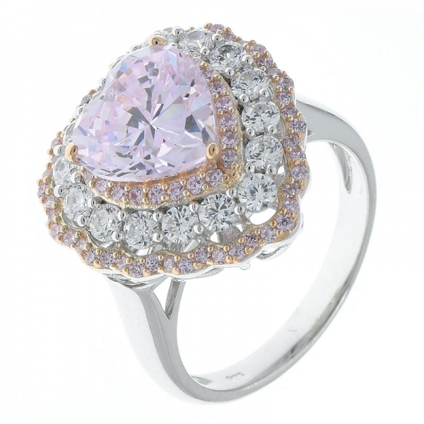 925 стерлингового серебра в форме сердца с бриллиантом розовый cz ювелирные изделия кольцо 