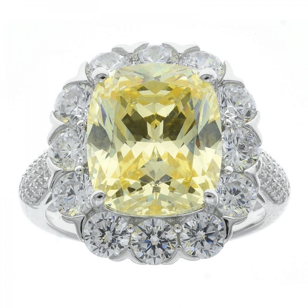 925 стерлингового серебра с бриллиантом желтый cz цветок ювелирные изделия кольцо 