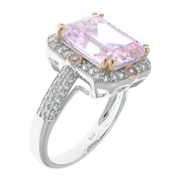 Необычные украшения стерлингового серебра 925 пробы изумрудный бриллиант розовый кольцо cz 