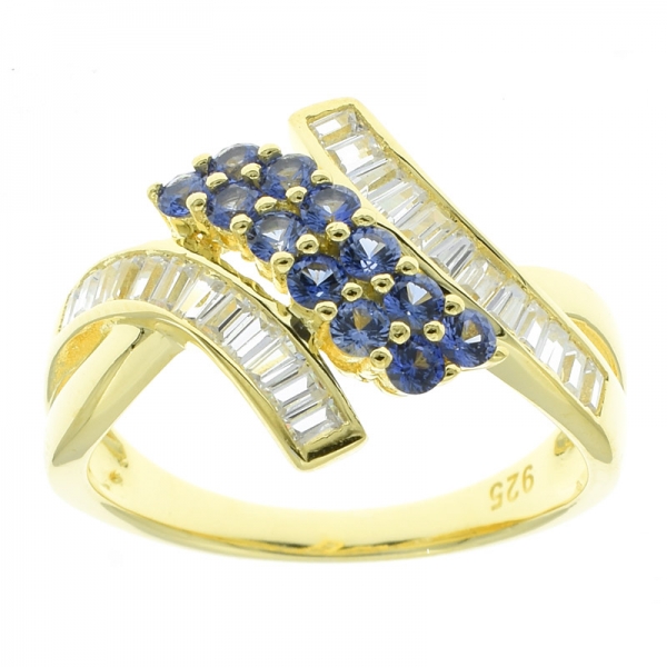Обручальное кольцо с багетом из позолоченного серебра 925 пробы 