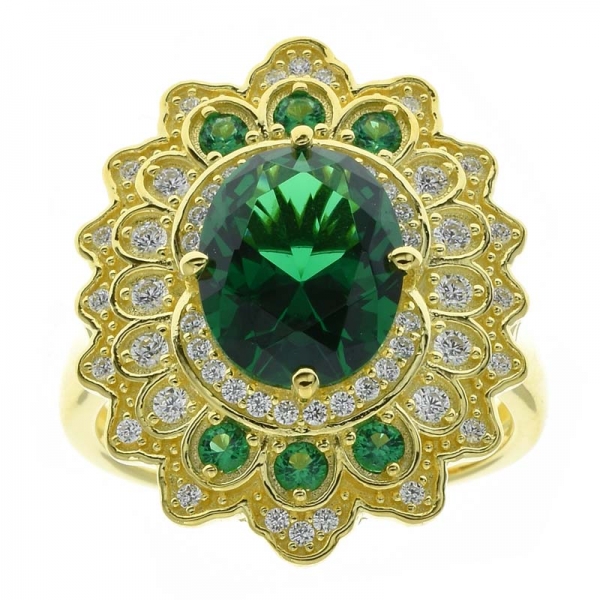 925 стерлингового серебра позолоченные кружева цветок кольцо ювелирные изделия 