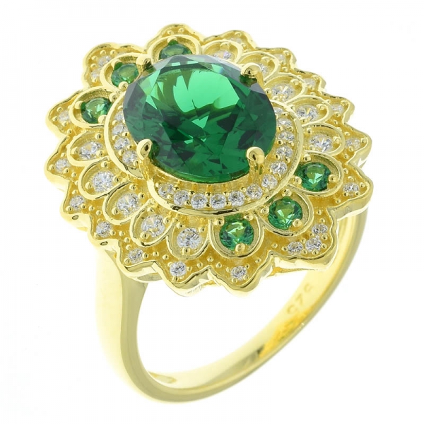 925 стерлингового серебра позолоченные кружева цветок кольцо ювелирные изделия 
