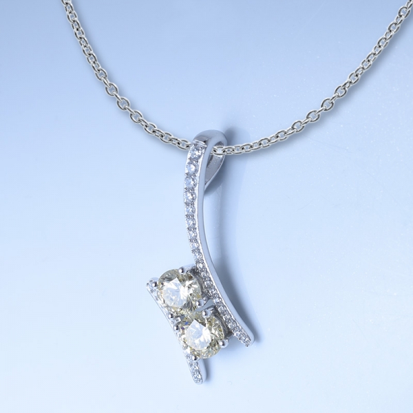 Современная мода стерлингового серебра 925 пробы с двумя камнями кулон 