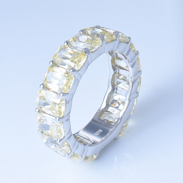 Серебряное кольцо с серебром 925 пробы с бриллиантом желтого цвета cz 
