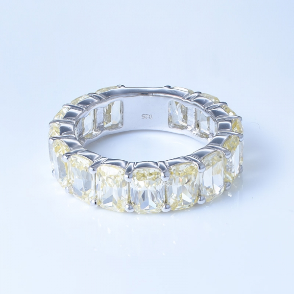 Серебряное кольцо с серебром 925 пробы с бриллиантом желтого цвета cz 