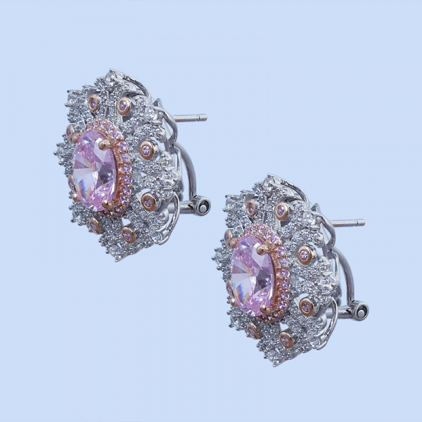 925 стерлингового серебра снежинка бриллиант розовый комплект ювелирных изделий 