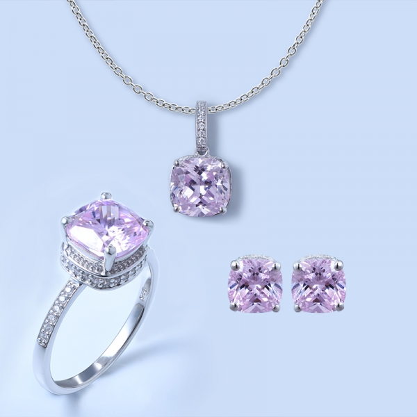 Набор ювелирных украшений с бриллиантами розового серебра 925 пробы 