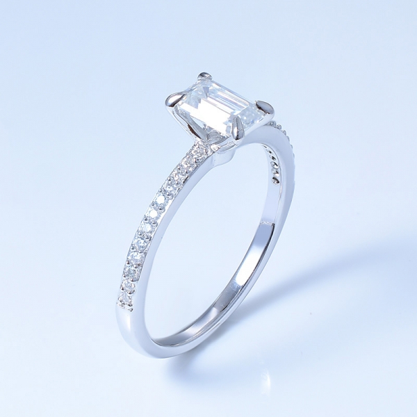Кольцо для помолвки из стерлингового серебра 925 пробы с изумрудной огранкой белого цвета cz 