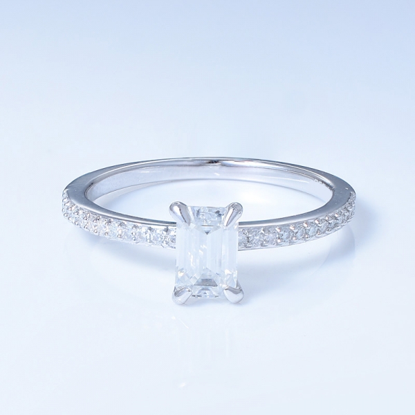 Кольцо для помолвки из стерлингового серебра 925 пробы с изумрудной огранкой белого цвета cz 