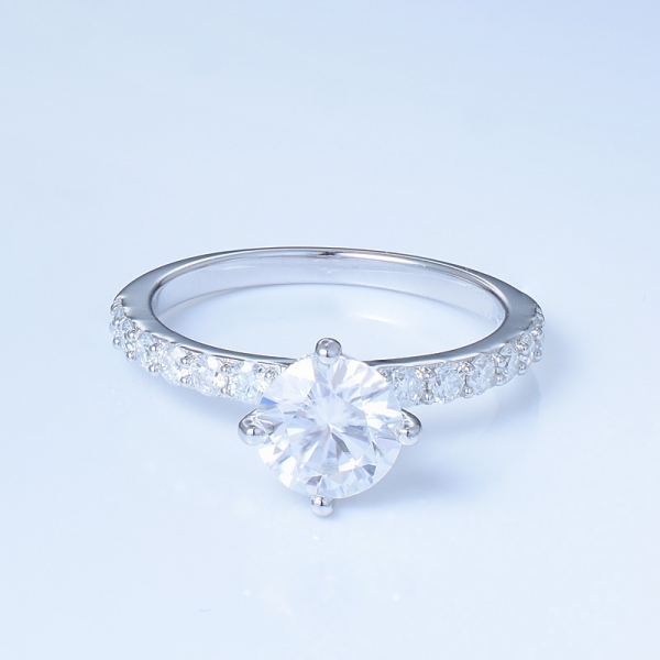 Кольцо для помолвки из стерлингового серебра 925 пробы с белой формой круглой формы 
