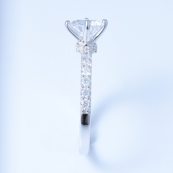 Кольцо для помолвки из стерлингового серебра 925 пробы с белой формой круглой формы 