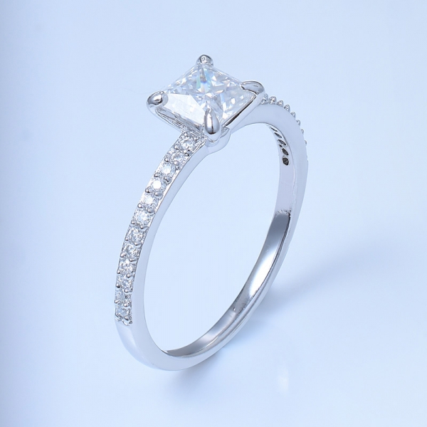 Серебряное обручальное кольцо 925 пробы с квадратной формой белого цвета cz 