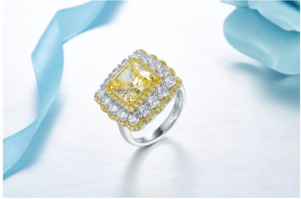 3.5ct форма принцессы фейерверк резки алмазного цвета оптовая серебряное кольцо 