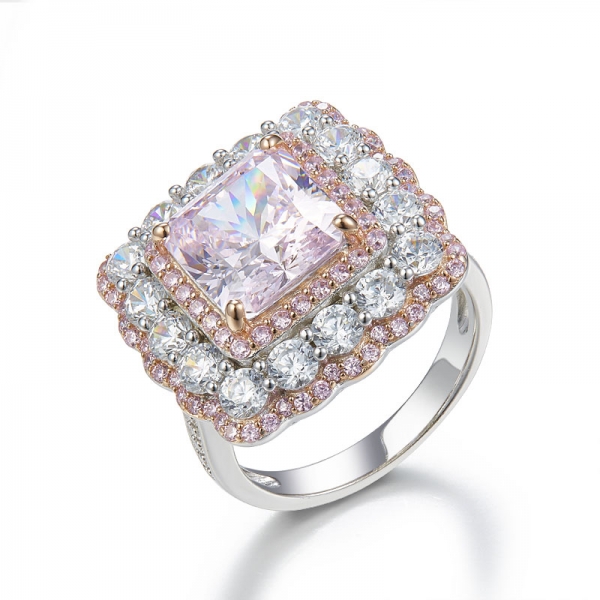 3.5ct форма принцессы фейерверк резки алмазного цвета оптовая серебряное кольцо 