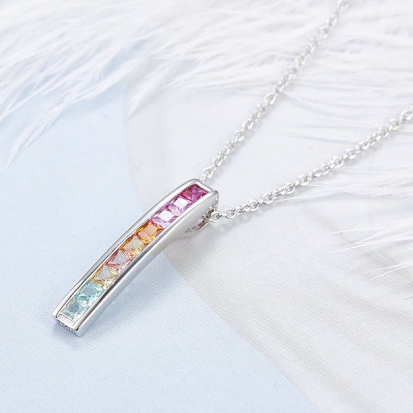 Оптовая стерлингового серебра 925 пробы квадратной формы цвета радуги подвеска для женщин 